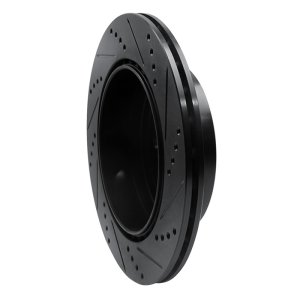 Subaru Impreza Brake Rotor (1) - Rear Left - R1 Concepts - Drilled & Slotted - Black - `03-`04